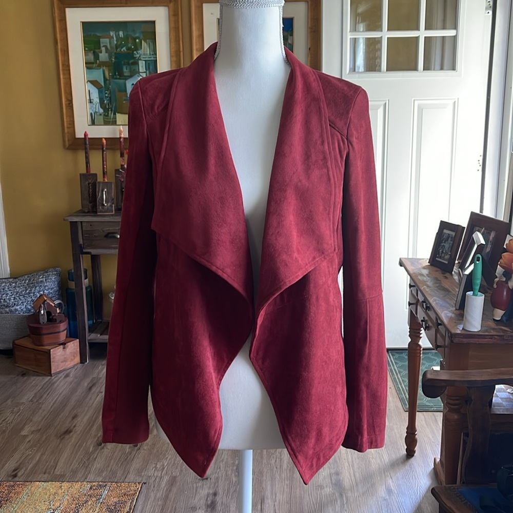 XS BB DAKOTA Womens Faux Suede Open Front Jacket